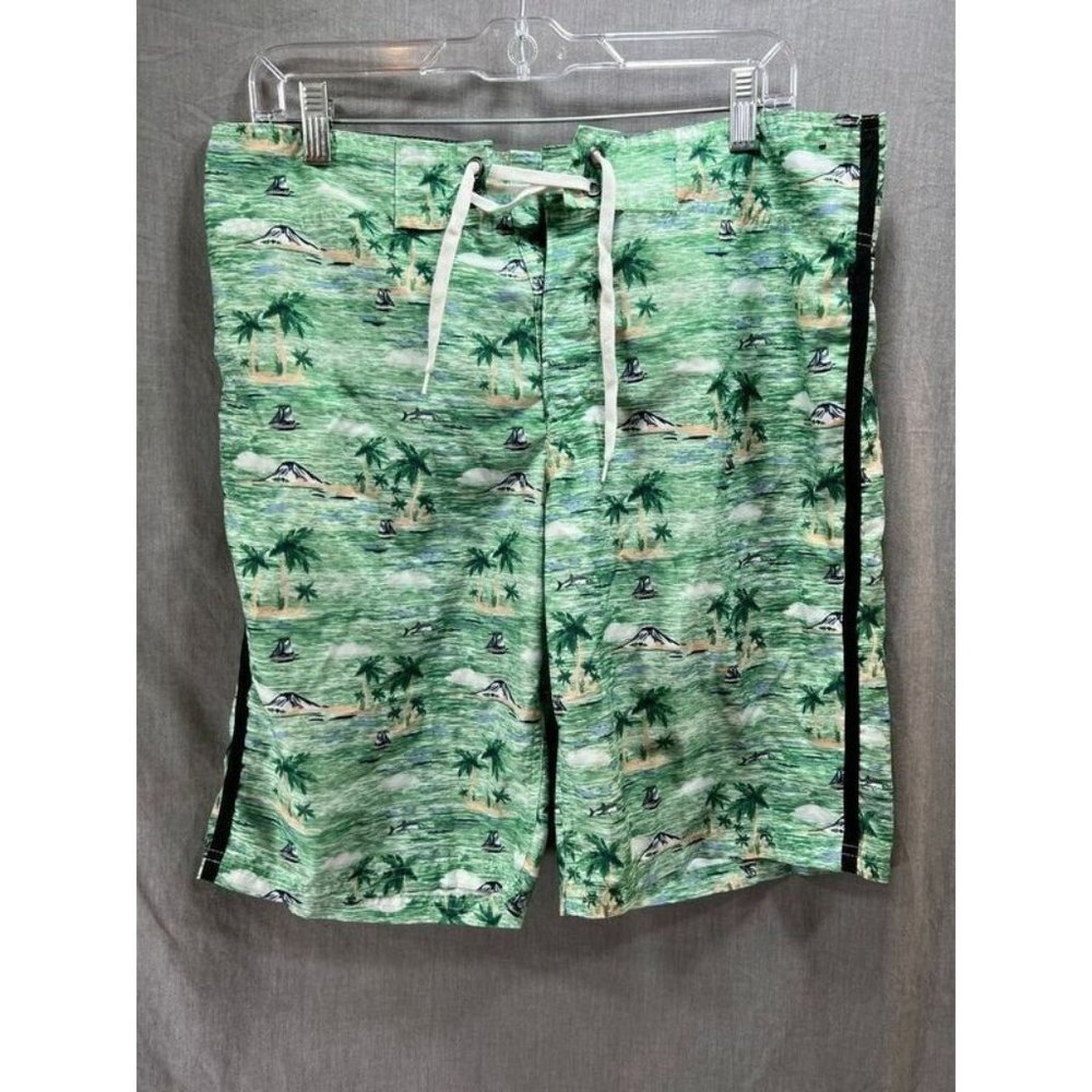 RQQBA Board Shorts Mens 35 Green Chino Tropical Drawstring Outdoors Men.‎